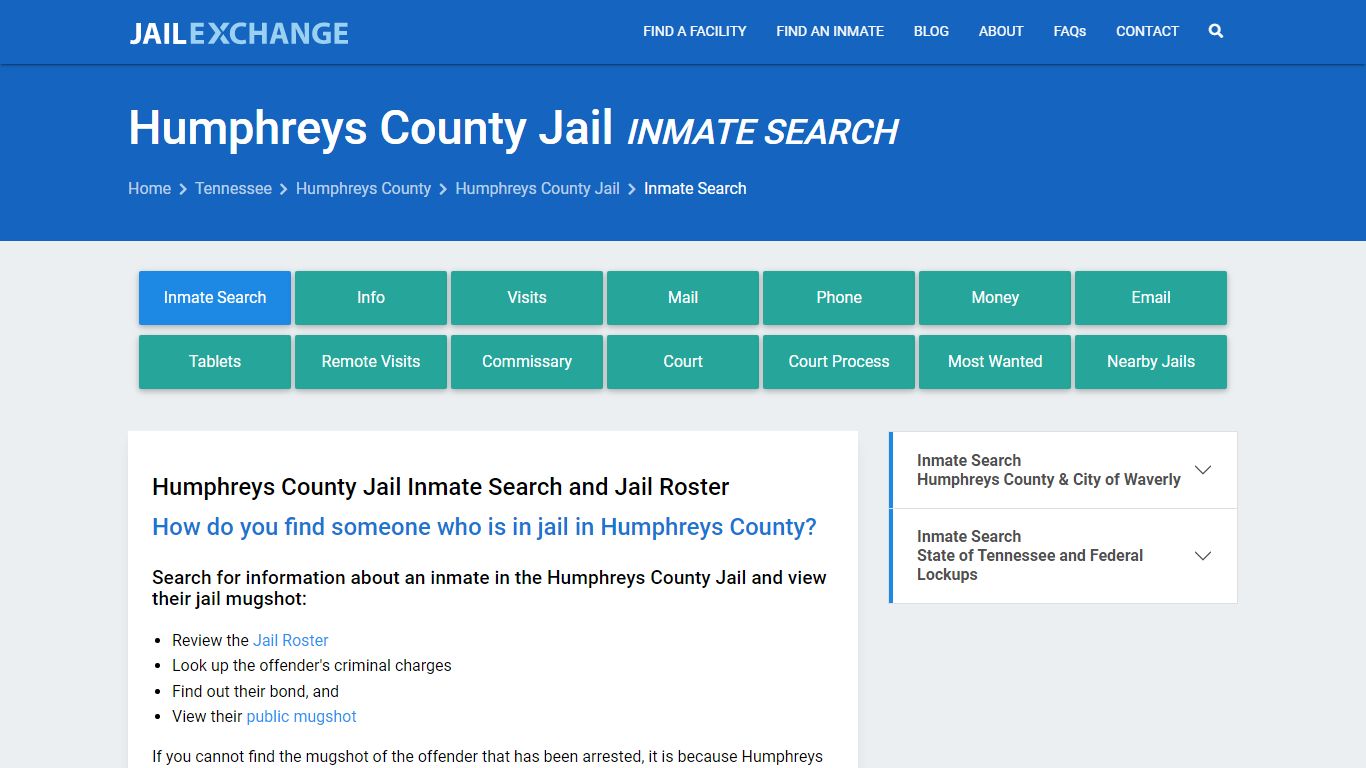 Inmate Search: Roster & Mugshots - Humphreys County Jail, TN