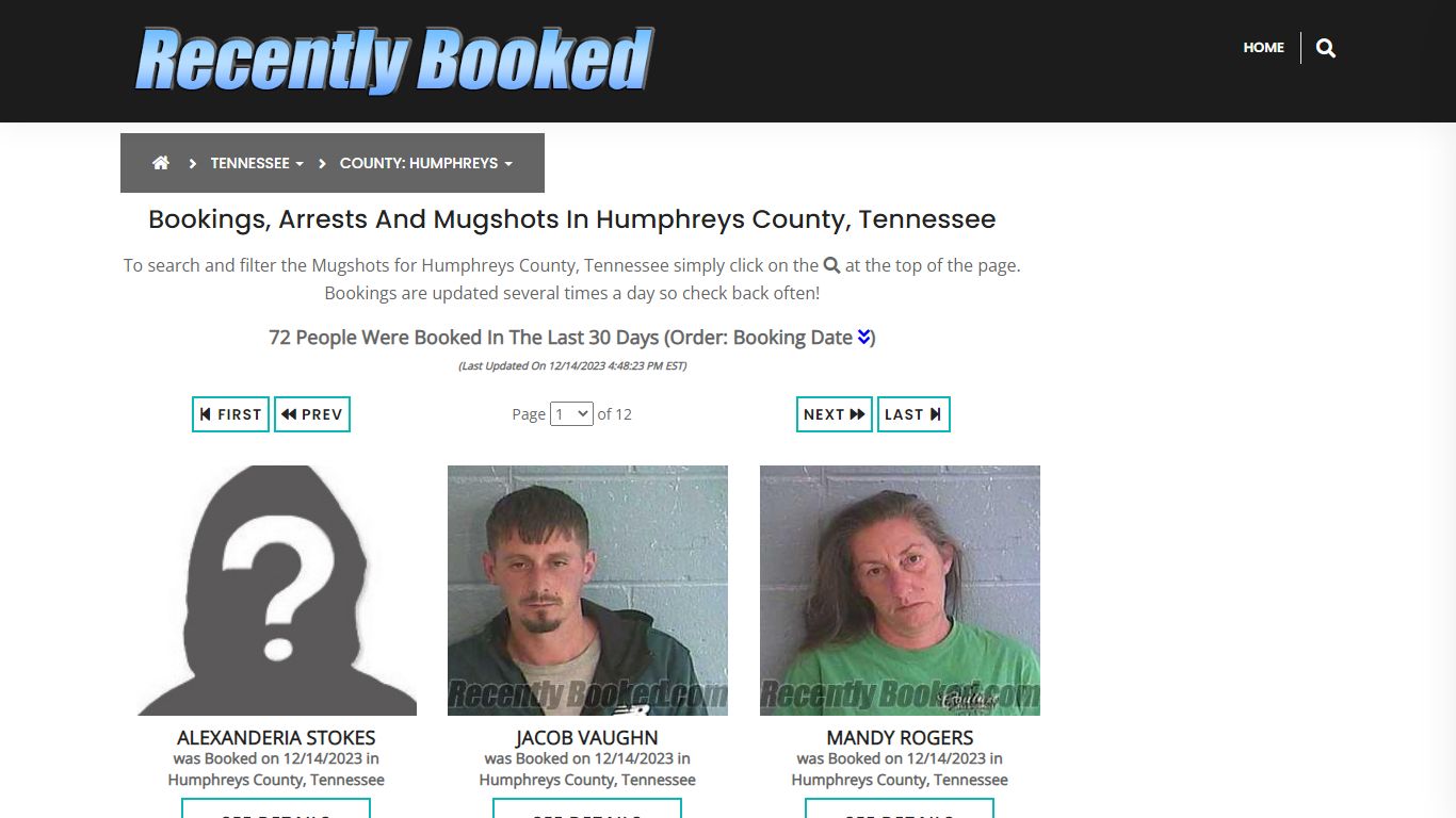 Bookings, Arrests and Mugshots in Humphreys County, Tennessee
